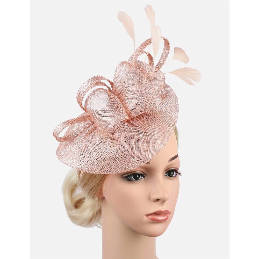 8933 Sinamay Fascinator Hats For Women Wedding Tea Party Headband Flower - Picture 4 of 7